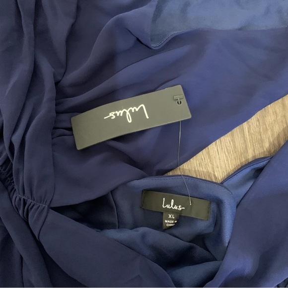 NWT lulus celebration time navy blue sleeveless tiered midi dress size XL - Picture 5 of 7